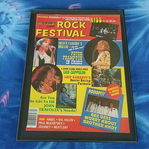 1970s Peter Frampton John Travolta Bee Gees Vintage 1970s Music Wall Decor - Picture 1 of 3